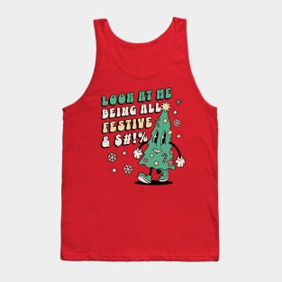 Look At Me Being All Festive - Funny Retro Christmas Tree Tank Top